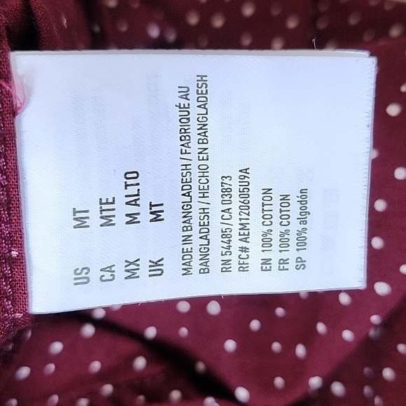 American Eagle Seriously Soft maroon and white button-down shirt - Picture 9 of 9
